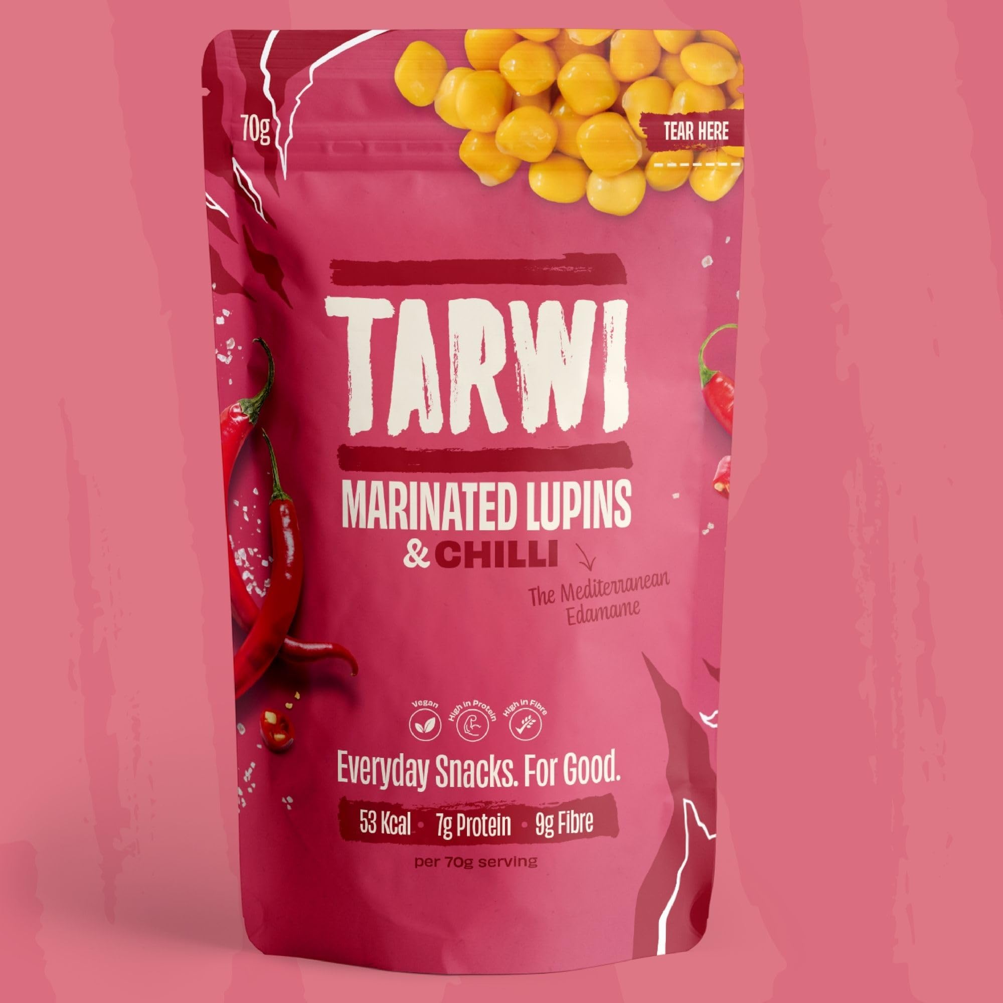 Tarwi Altramuces Marinados con Chilli, 12 Bolsas x 70g, Snack Proteico, Keto, Ingredientes Naturales, Proteina Vegetal, Bajo en Carbohidratos, Alto en Fibra, Snacks Veganos | Ingredientes Naturales, Proteina Vegetal, Bajo en Carbohidratos, Alto en Fibra,