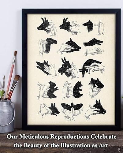 Miniatura 8 de Marionetas de sombra de manos - Impresión artística sin marco de 11 x 14 - Gran habitación de los niños, guardería, preescolar y decoración de
