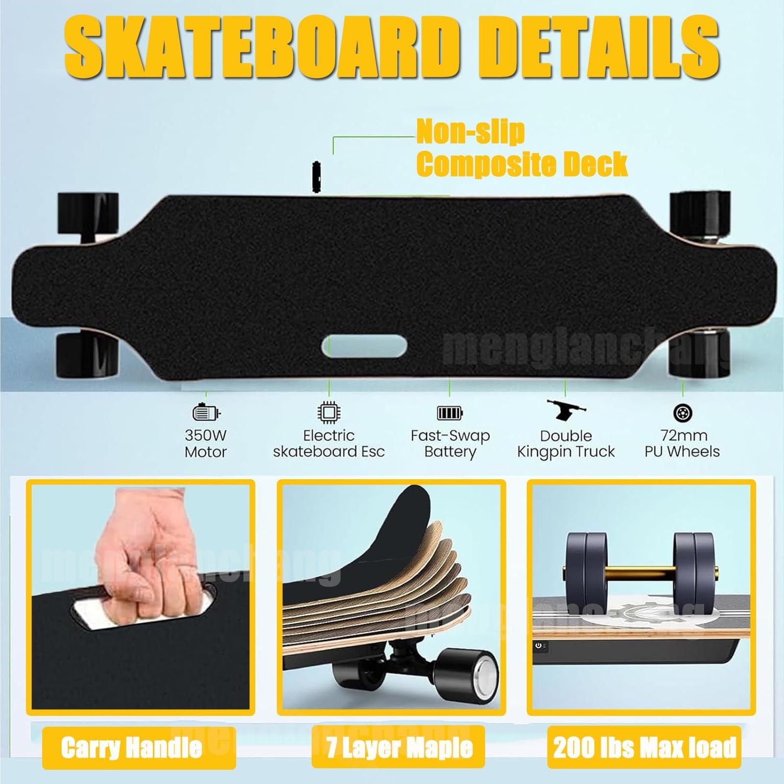 Skateboard éLectrique Longboard avec éCran LCD Et TéLéCommande - Autonomie Jusqu'à 8/15/22/30 Km, 4 Vitesses, Roues De 74Mm, Planche éLectrique Portable pour DéPlacements 15km
