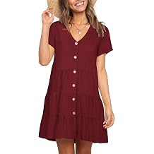 Nova In Sky Womens Short Sleeve V-Neck Casual Button Down T Shirt Dresses