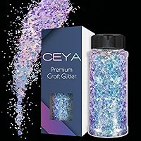 Vista 9 de Ceya - Purpurina gruesa camaleón, 100g/3.5oz Polvo de purpurina para manualidades con cambio de color de sirena, copos de lentejuelas iridescentes