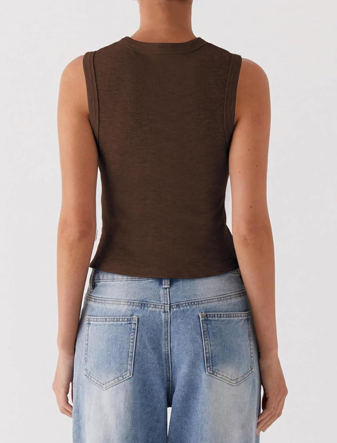 Womens Going Out Tops Summer Spring Ribbed Tank Sexy Crop Cute Y2K Button Down T Shirts Fashion Clothes 2026 - Image 5