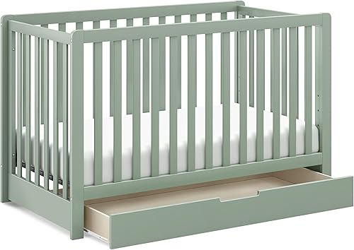 Miniatura 7 de Carter's by Davinci Colby - Cuna convertible 4 en 1 con cajón nido en salvia claro, certificado Greenguard Gold, almacenamiento para cuna Savia