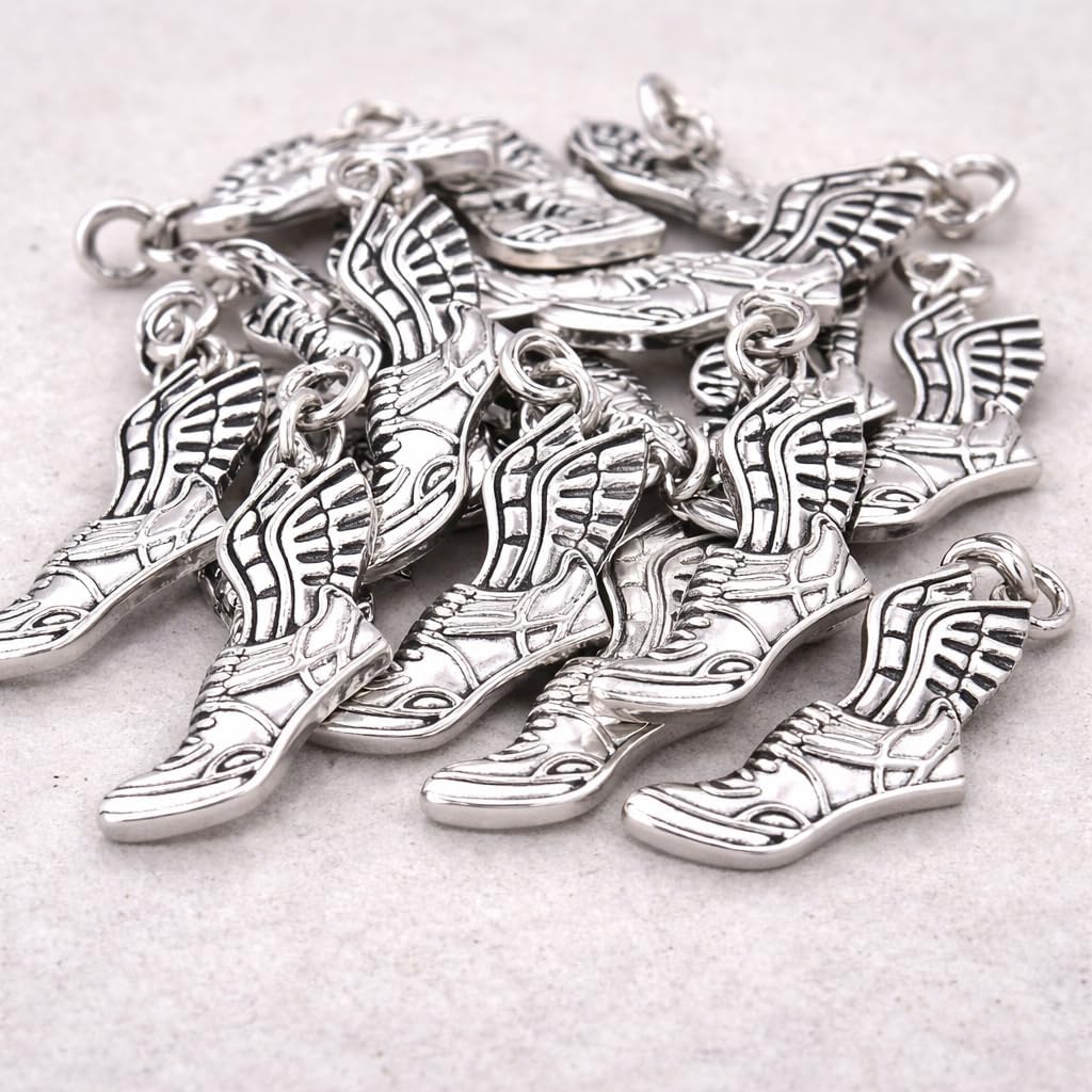Winged Foot Charm and Hanging Charm – Track and Field Jewelry Symbol for DIY Projects, Crafting, Bracelets, Necklaces, Earrings, Gifts, and Sports Enthusiasts