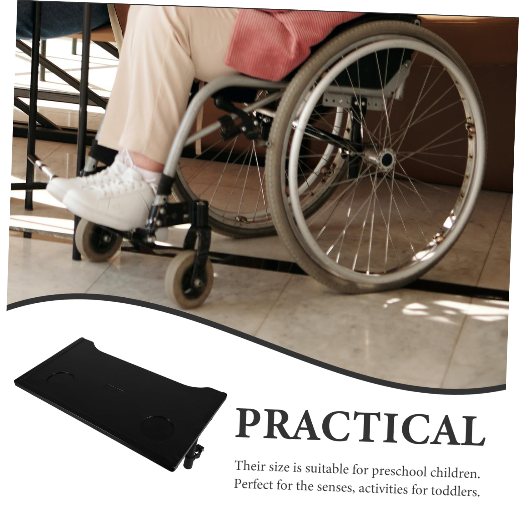 PLAFOPE Bandeja para Comer Duradera para Silla de Ruedas de Abs, Tablero de Mesa de Comedor Ligero y Compatible Mayoría de Sillas de Ruedas, Adecuado para Uso Diario y Personas Mayores