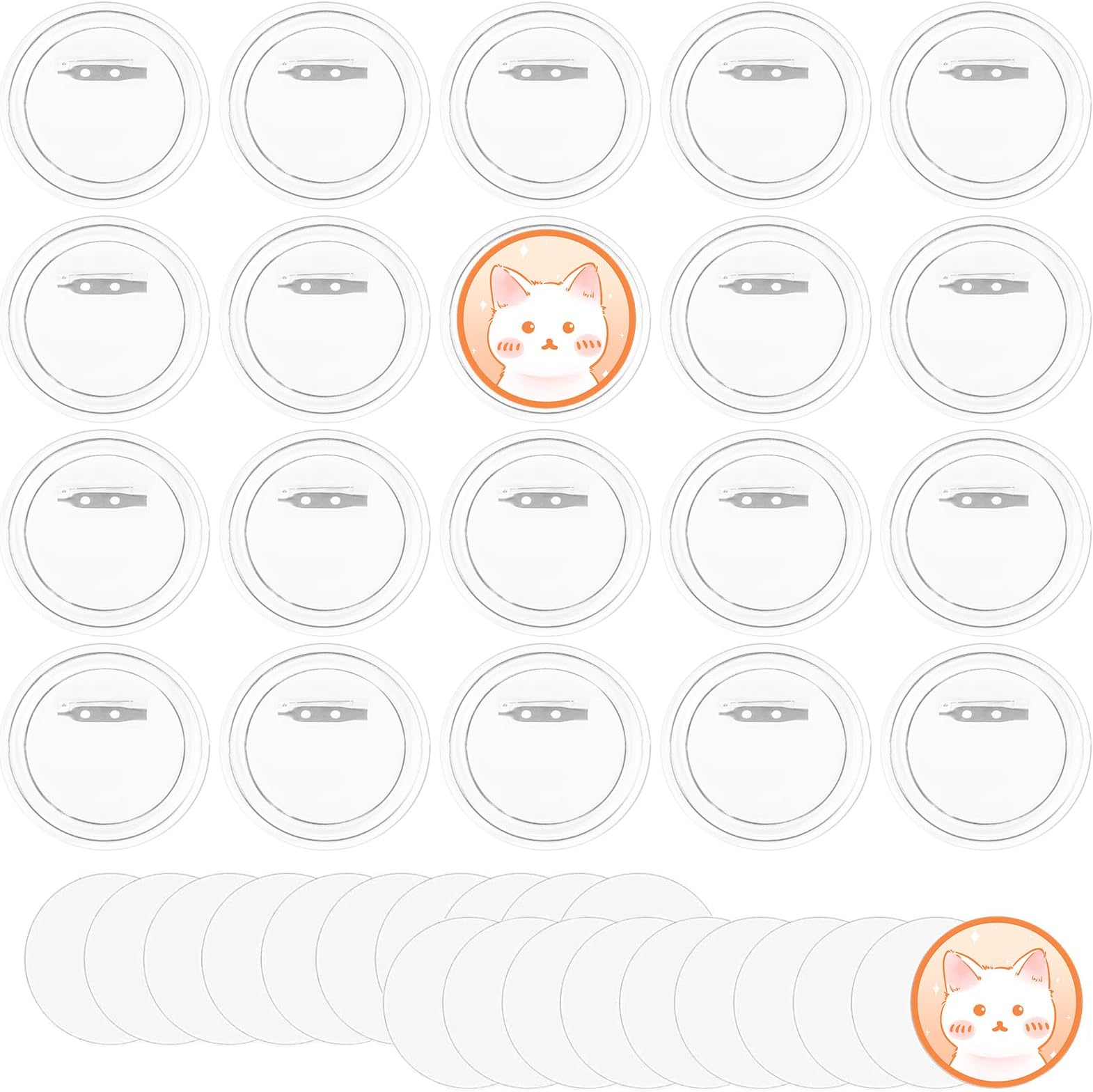 DIY Buttons Selber Machen – 15 Stück Transparente Ansteckbuttons 58 Mm – Mit Sicherheitsnadel – Ohne Maschine, Einfach Zu Montieren