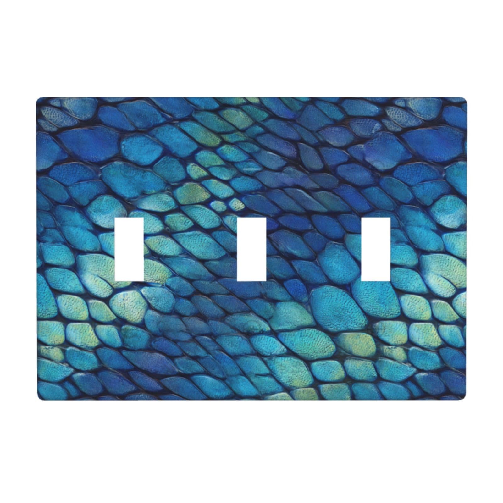 Blue Iguana Skin Pattern Light Switch Covers 3 Gang Triple Toggle Wall Plate Switchplate Electrical Faceplate for Bathroom Kitchen Bedroom Decor