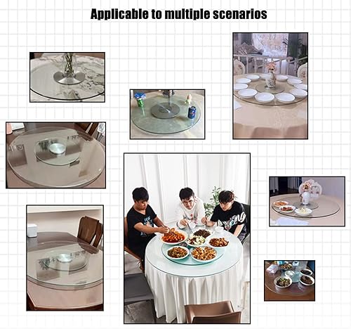 Miniatura 7 de CYBUCH Mesa giratoria giratoria de vidrio templado transparente Lazy Susan bandeja giratoria redonda con base de metal silenciosa para mesa de