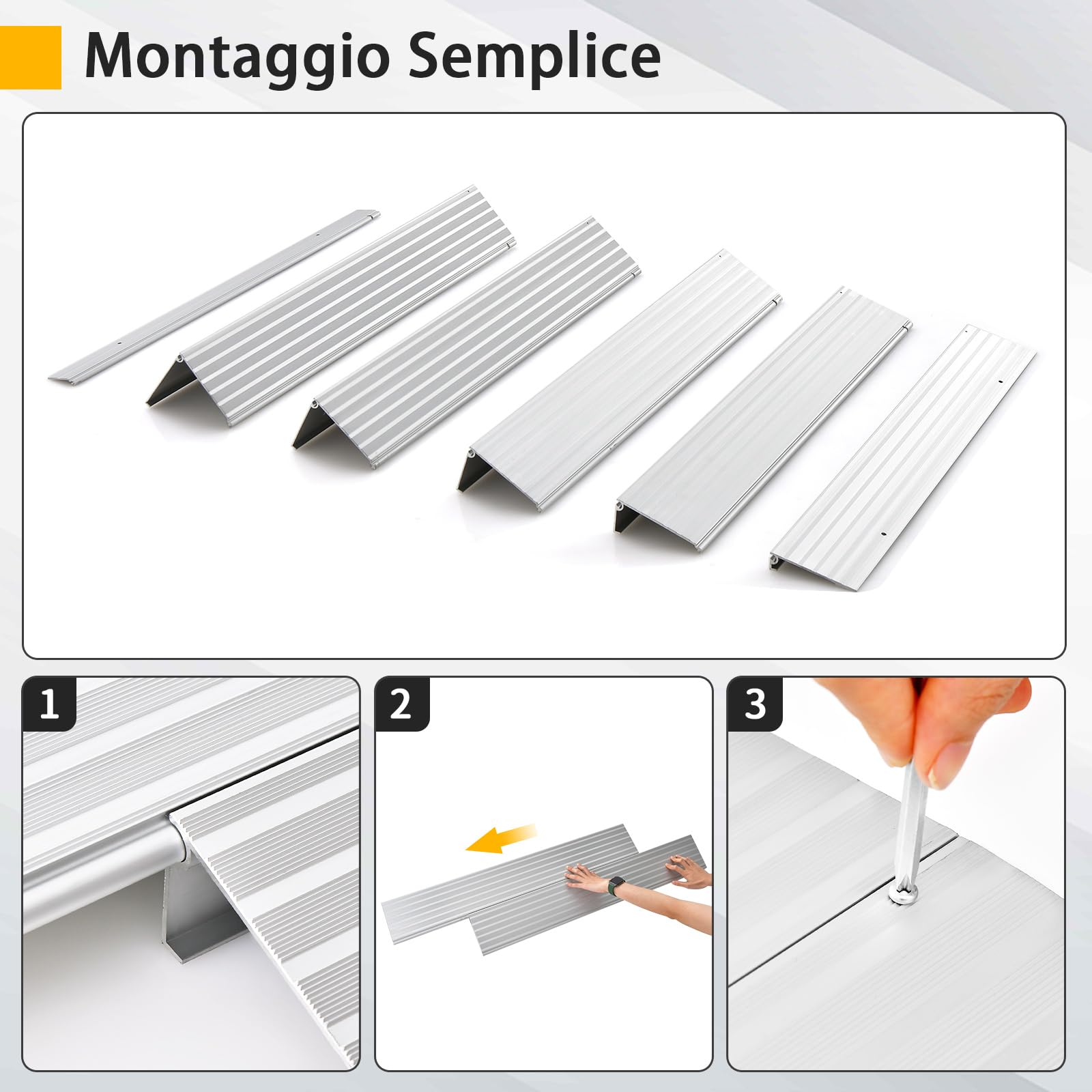 COSTWAY Rampa per Soglia Porta, Rampa d'Accesso in Alluminio con Altezza Regolabile, Superficie Antiscivolo, Portata 317 KG (13 cm)