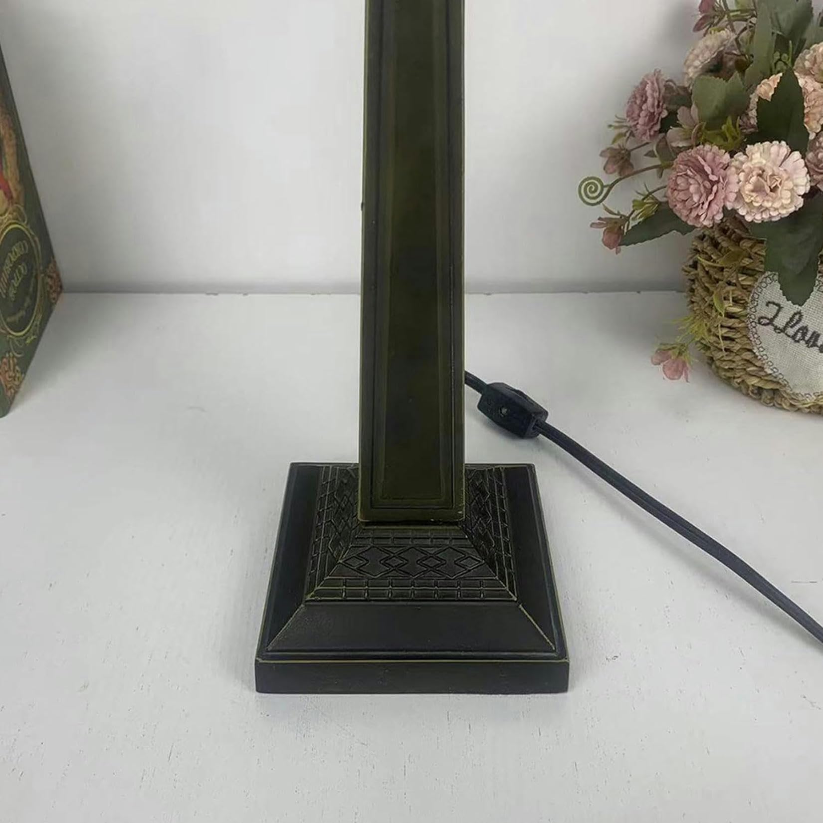 XENITE Sostituzione base lampada, solo portalampada in resina ricambio, zoccolo per illuminazione, 1 interruttore, altezza 20 pollici, per paralume in vetro colorato stile Tiffany da 12 pollici（1pc）