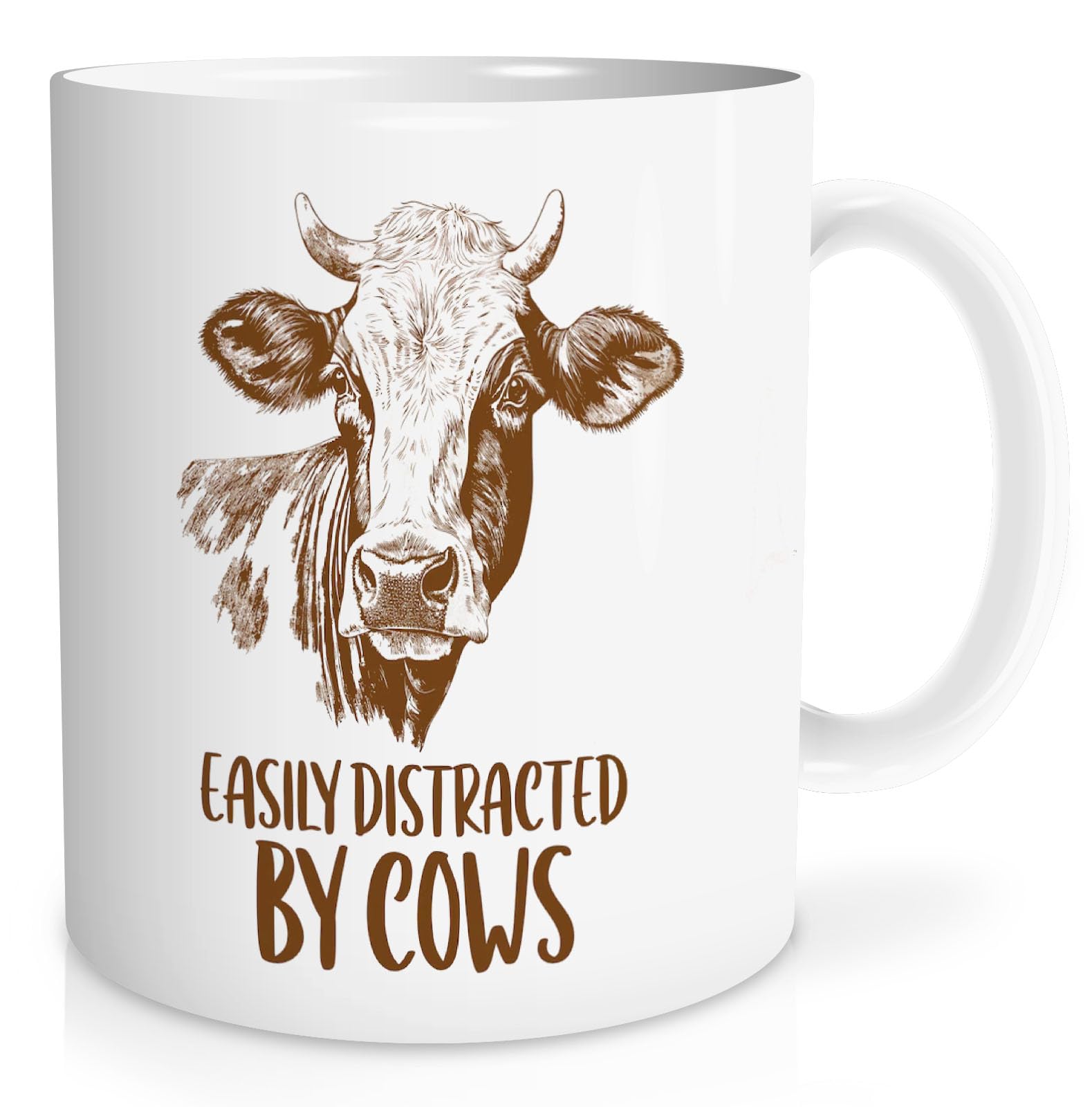 Yomisex Cow Mug Funny Cow Lover Gifts Coffee Cup Ceramic Best Gifts for Farmers Easily Distracted by Cows