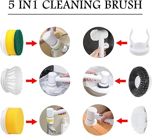 Miniatura 3 de Household Electric Spin Scrubber, Cordless Power Cleaning Brush with 6 Replaceable Brush Heads, Handheld Shower Cleaner Brush, Rechargeable Scrub