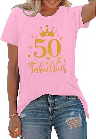 Womens Vintage 1974 Tshirts 50th Birthday Gift Shirts Retro Birthday Casual Short Sleeve Blouse Tops