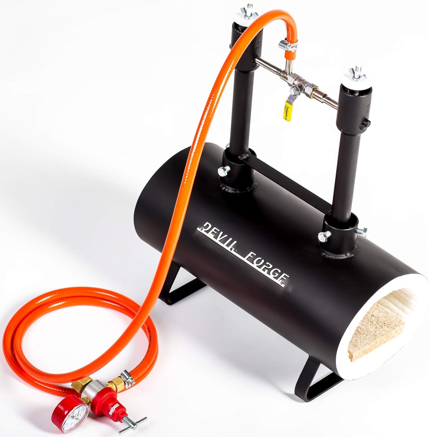DEVIL-FORGE Gas Propane Forge DFSW2, 2 Burners DFP (160.000 BTU) use 1 or 2, Gas Ball Valve, Air Choke, Knife Making, Blacksmith, Farrier, 2500°F / 1370°C