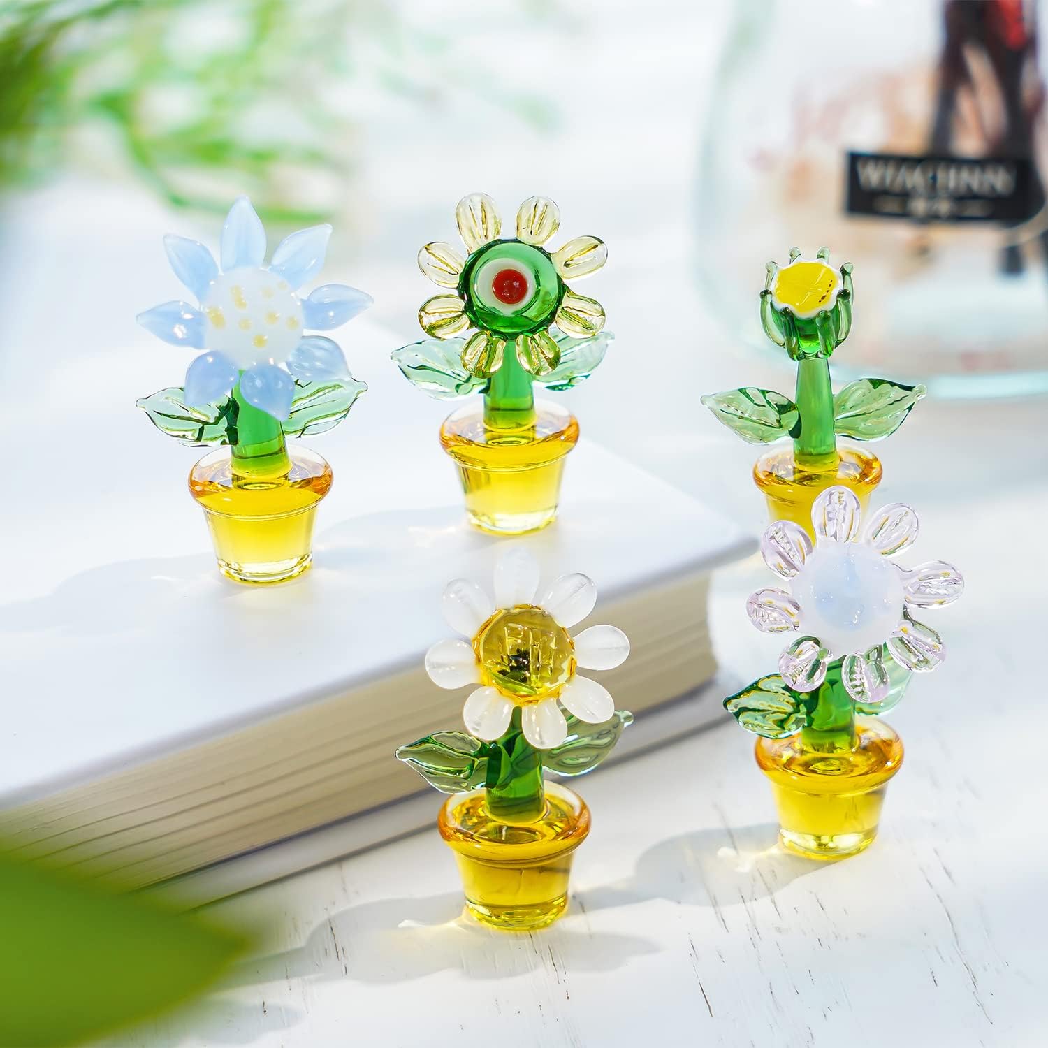 H&D HYALINE & DORA 5pcs Handcraft Glass Flowers