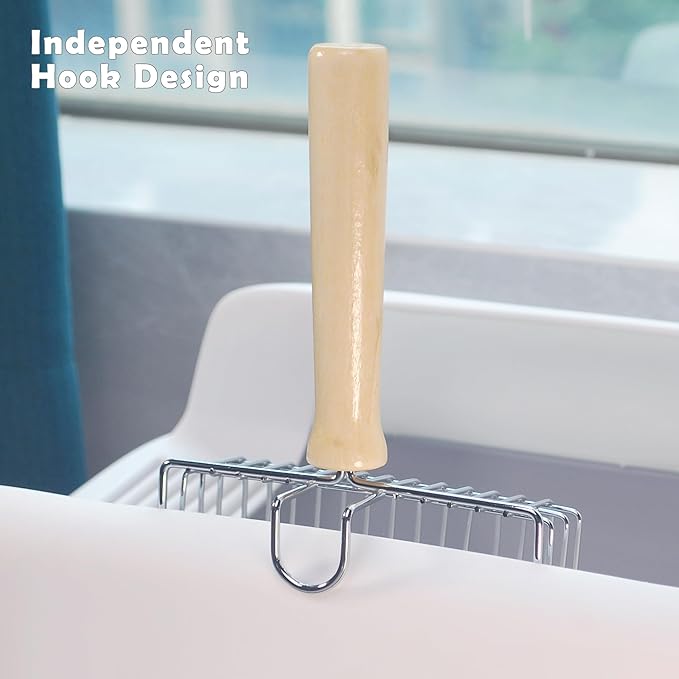 This particular product, the Cat Litter Scoop, 2pcs metal sifter for pet, comes in a set of two metal scoops designed to efficiently sift through litter, making the cleaning process quicker and more effective. The durable metal construction ensures a long-lasting and reliable tool for maintaining your cat's litter box.