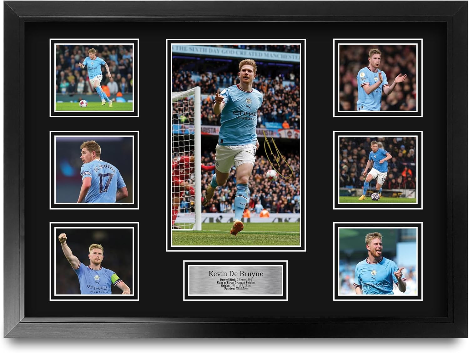 HWC Trading Kevin De Bruyne Manchester City 16 x 12 inch (A3) Printed Gifts Signed Autograph Picture for Football Fans and Supporters - 16" x 12" Framed