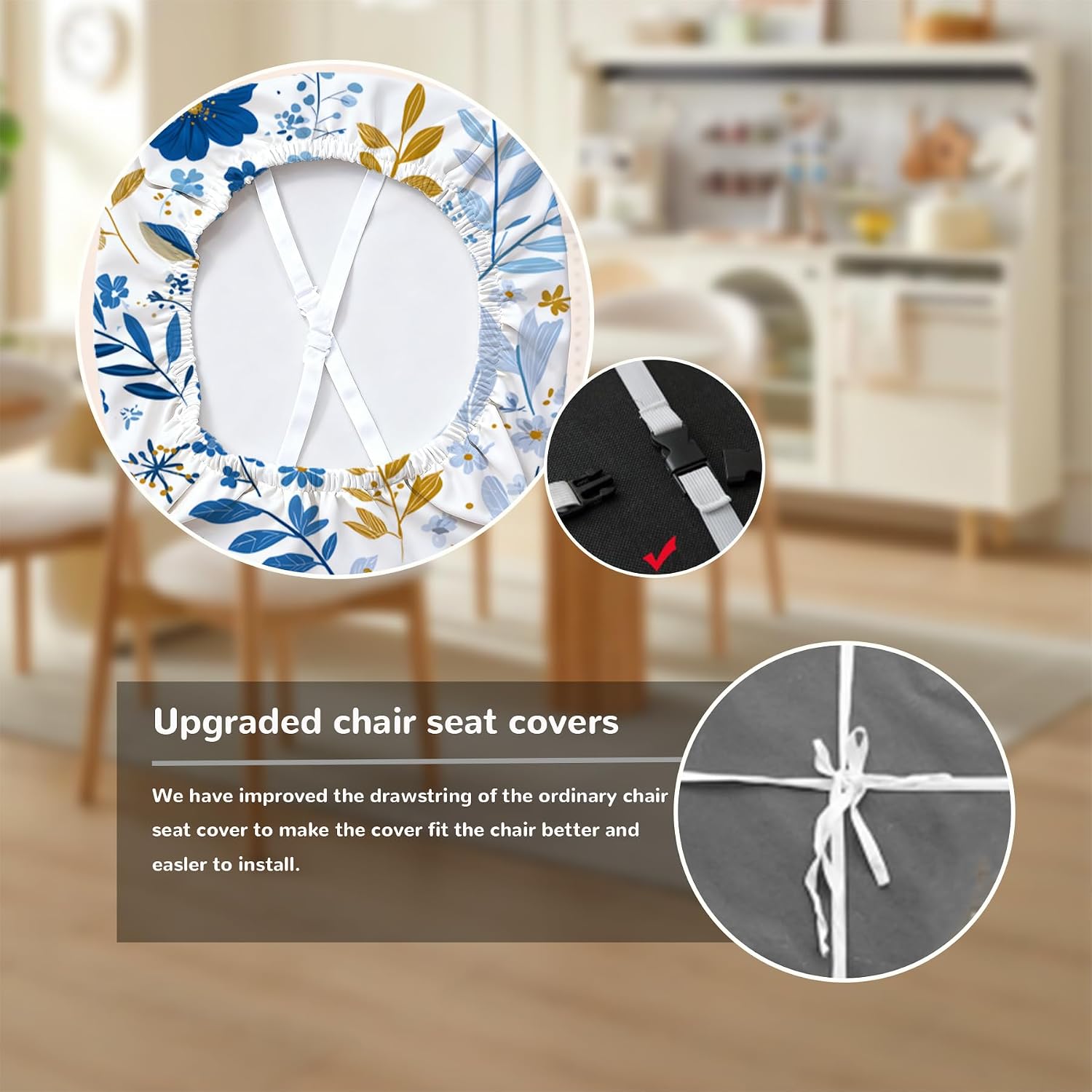 Chair Covers - Elastic Printed Dining Chair Slipcovers, Removable Washable with Elastic Band, Anti-Slip，Protective Covers for Dining Chair Cushions (Type 1, 4-Piece Set)