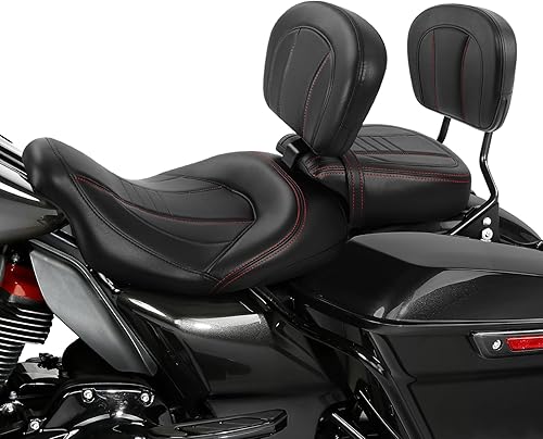 Miniatura 168 de TCT-MOTORPARTS Low-Profile Pillion 2-Up Seat Driver Passenger Seat & Rider Pad Fit For Harley Road Street Glide 2009-2023