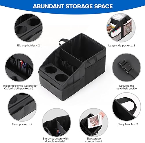 Miniatura 4 de Organizador de asiento de automóvil, organizador de asiento trasero de piel sintética de alta calidad para mantener ordenado, almacenamiento de