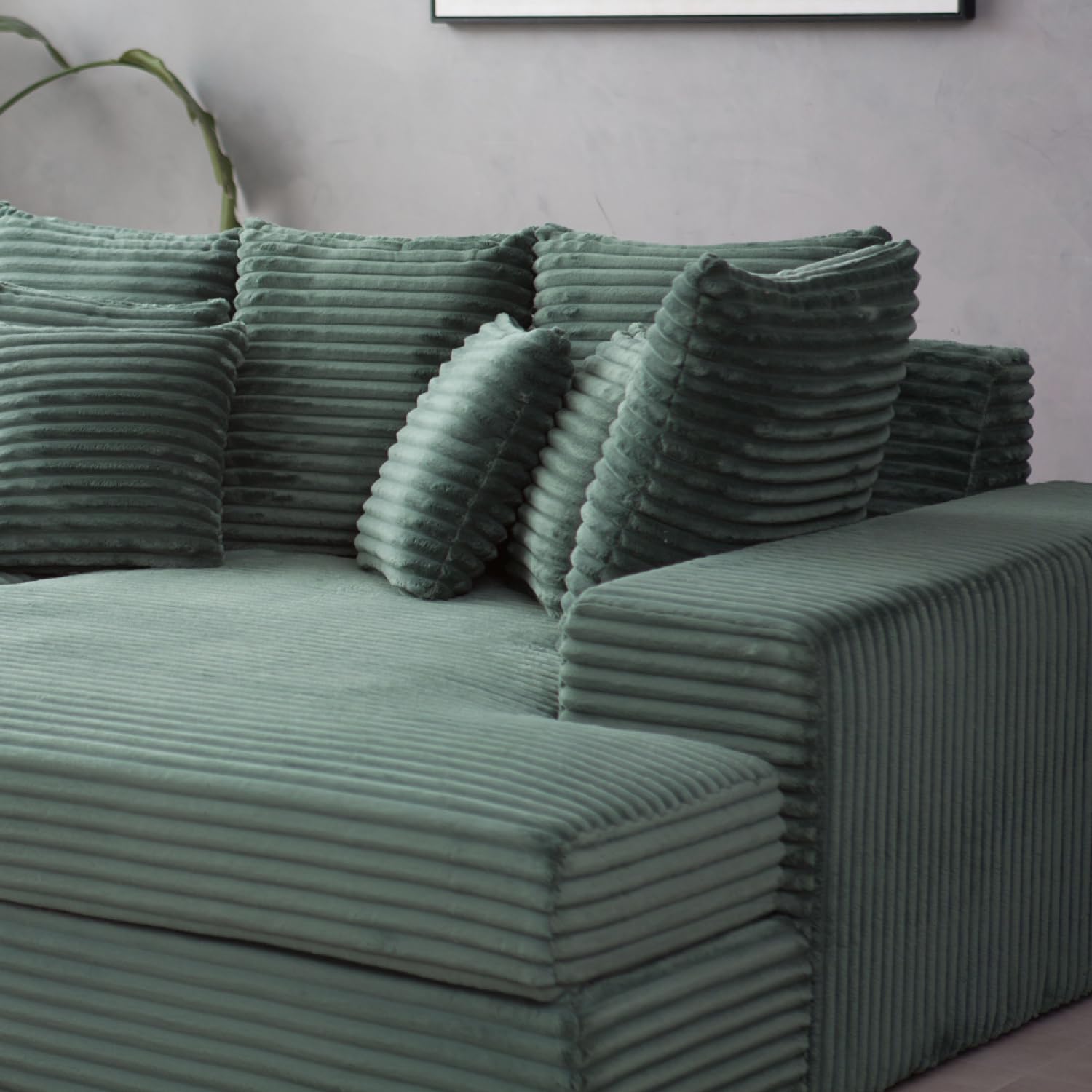 CONCEPTO FÁBRICA | Sofá Cardiff 4 plazas Pan Verde | Módulos simétricos | Cojines Desenfundables | Asiento profundo y confort Mediados de granja | Diseño Chic e Casual | Estructura de madera maciza