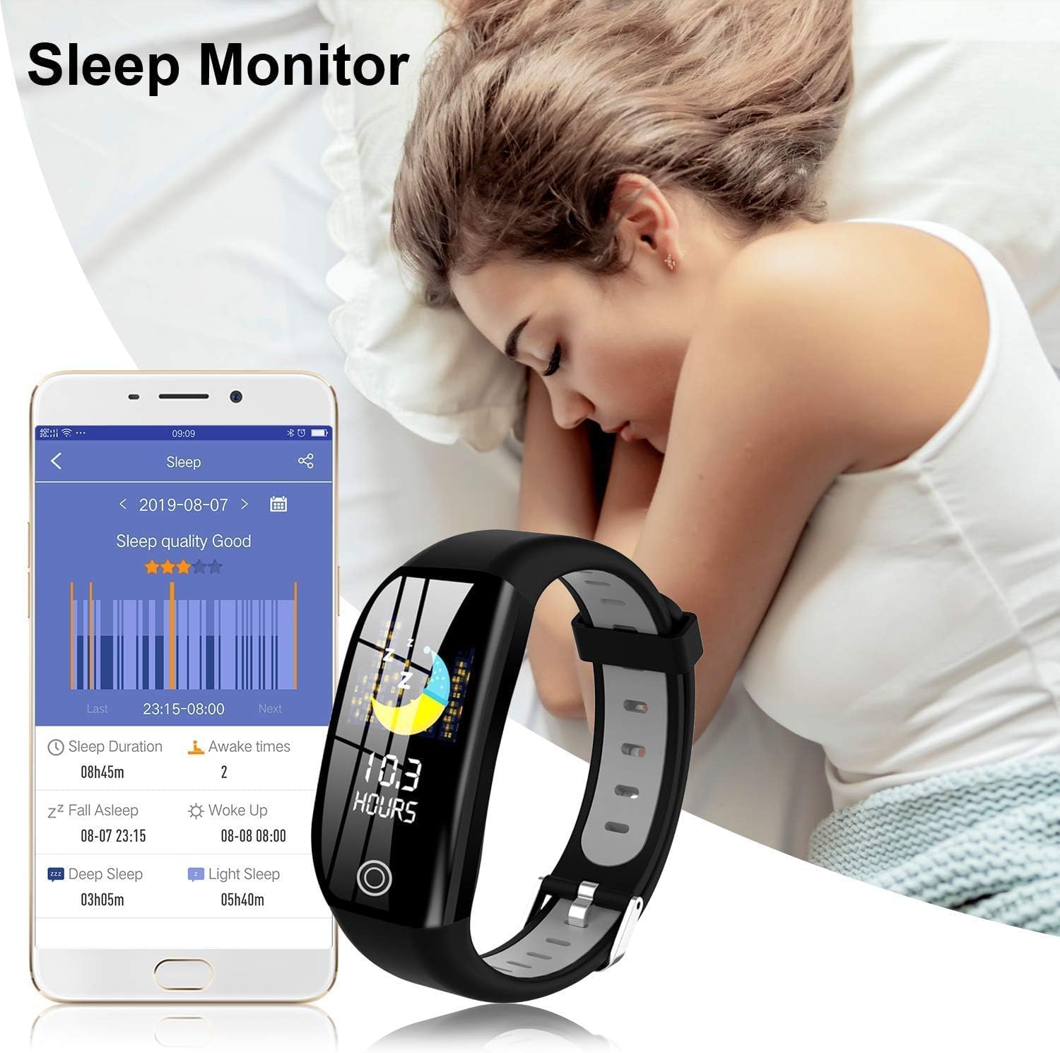 Tipmant Smartwatch Donna Uomo, Orologio Smartwatch Donna Uomo Cardiofrequenzimetro da Polso Impermeabile IP68 con Contapassi, SpO2, Sonno, Notifiche Messaggi, Orologio Fitness per iOS Android