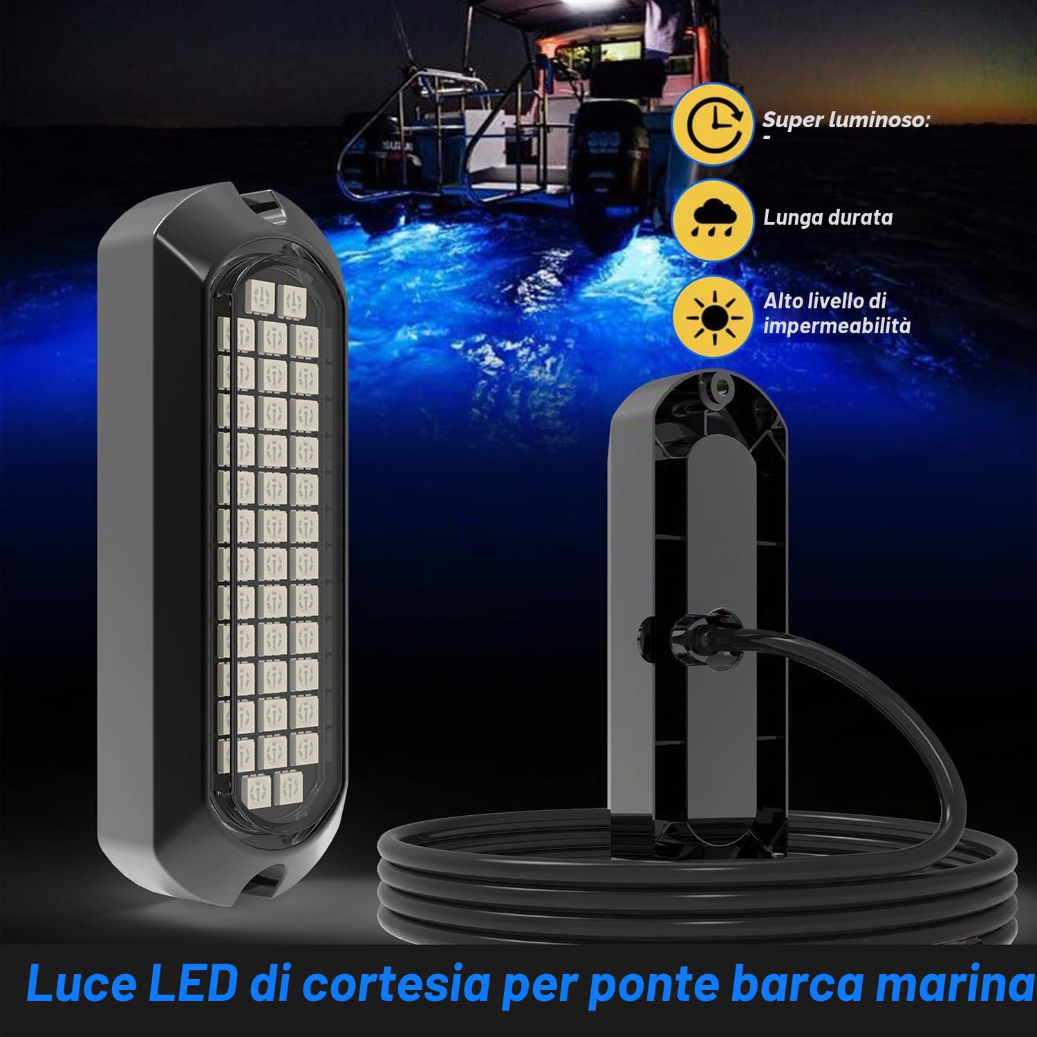 Greluma 2 Pz Luci per barche marine, lega di zinco impermeabile 40 LED illuminazione subacquea per barca specchio di poppa/navigazione/tappo di scarico/luci di coperta lampada di cortesia - blu