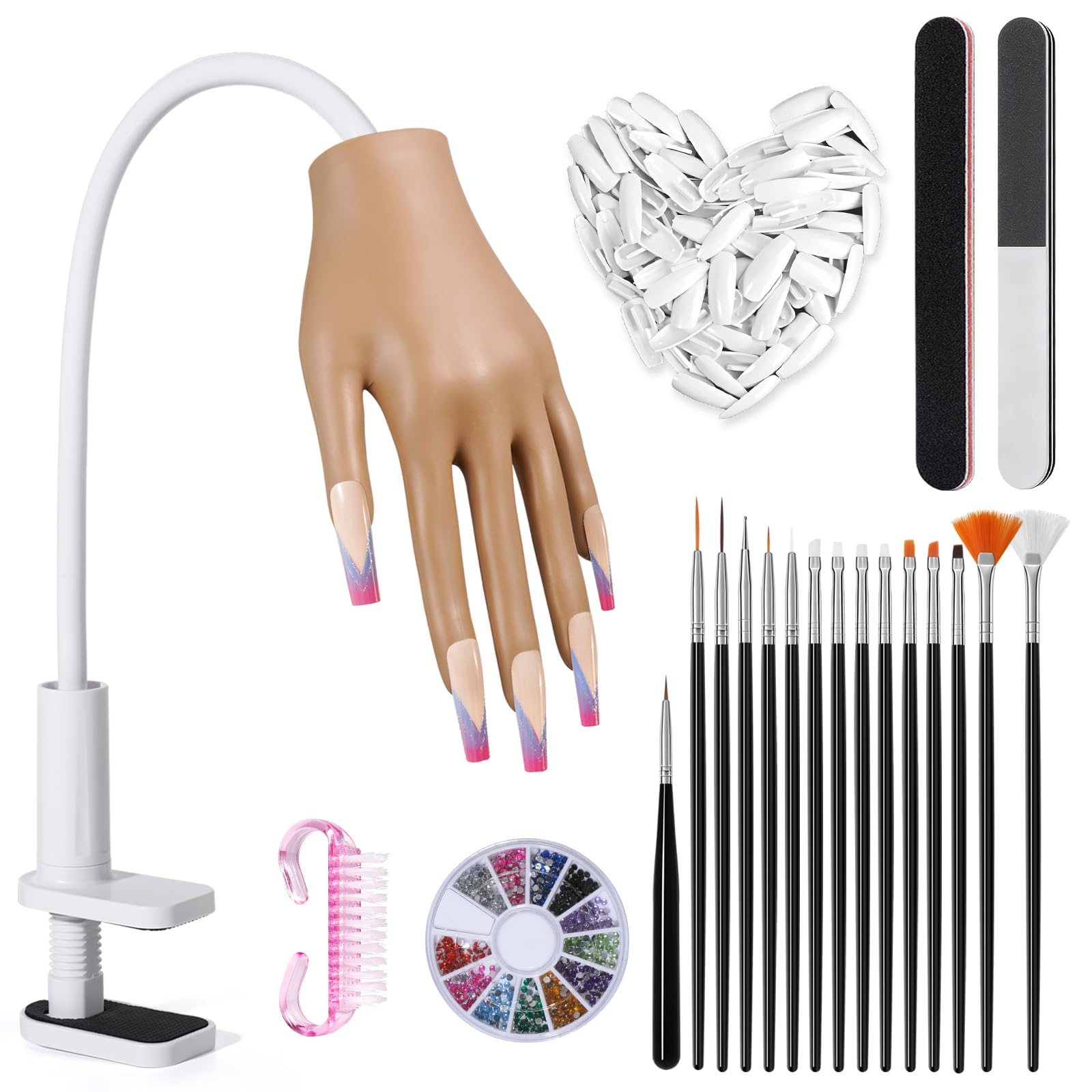Yokilly Mano para Practicar Uñas: Flexible Mano Articulada Practicas Uñas y Uñas Acrilicas - Silicona Mano de Practicas de Uñas Manicura para Principiantes Salón Casa