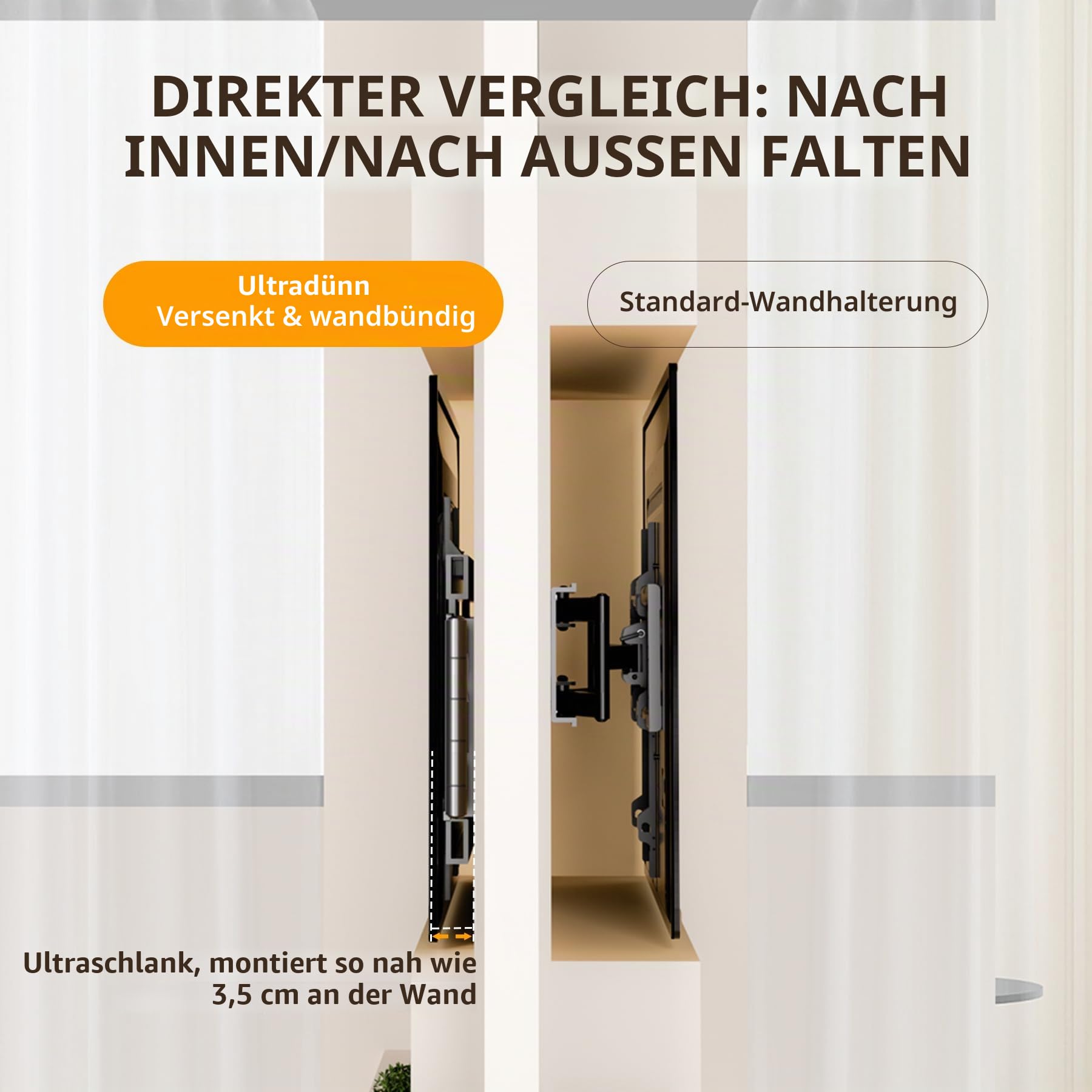 10 Armen TV Wandhalterung Schwenkbar bis 180 kg, Neigbar Ausfahren Wandhalterung für 70-120 Zoll TVs, Vollbeweglich mit geteilter Wandplatte, VESA 800x600 mm