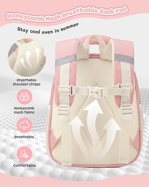 PROTAURI Kindergartenrucksack Mädchen mit Brustgurt, Verwandelbarer Tier Rucksack Kinder Reflektierend & Wasserabweisend, Kita Rucksack Leicht für 2-6 Jahre, 11.6L, Katze - 5