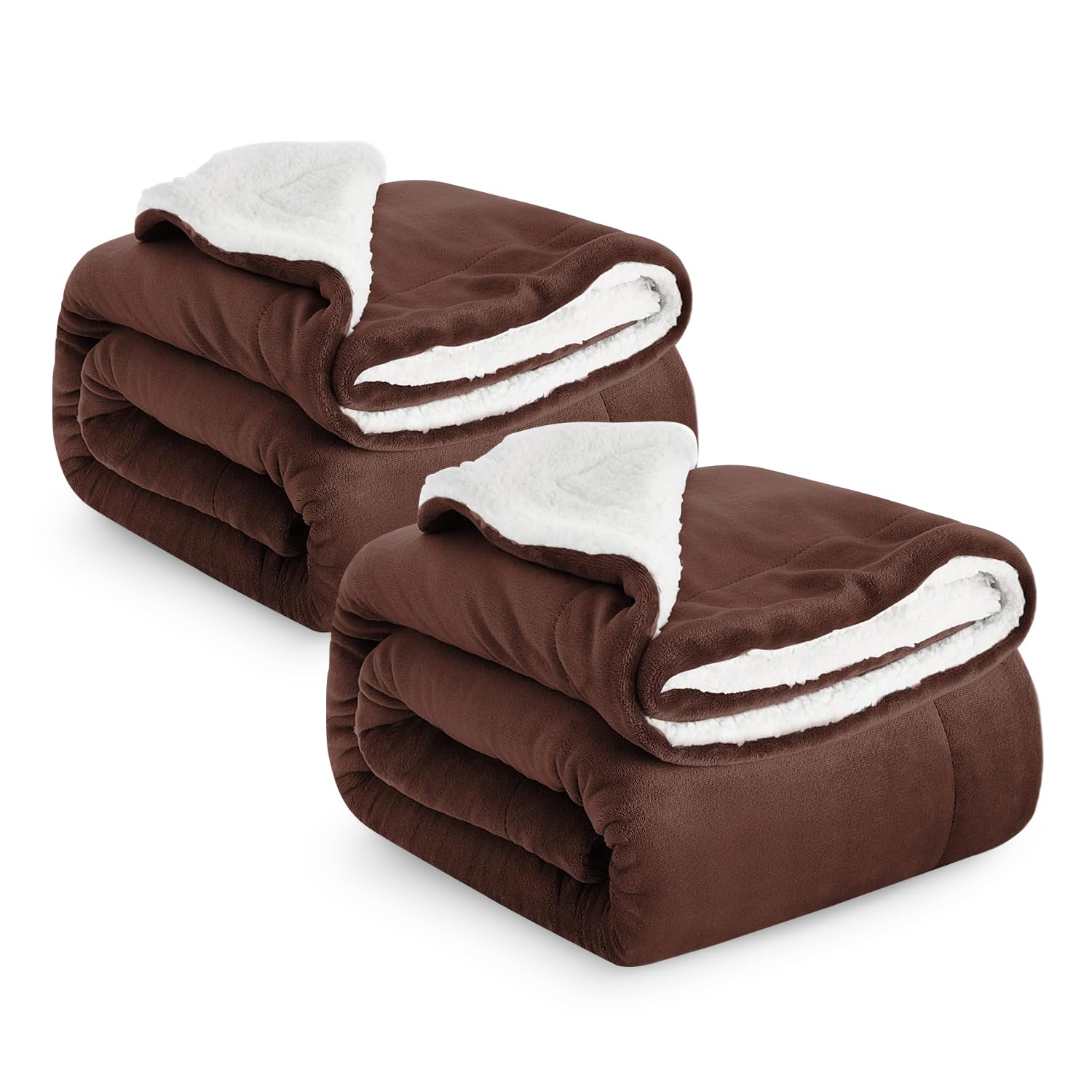 IR Imperial Roomss Sherpa Fleece Blanket 2 Pack Bed Throws Blankets For Sofas Soft Fluffy Thick Blanket Reversible Microfiber Throw (Coffee, King (230 x 270 Cm))