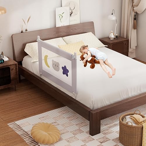 omzer Riel de cama para niños pequeños  Rieles de cama para niños pequeños con bloqueo doble para niños  Barandilla de cama para bebés niños con