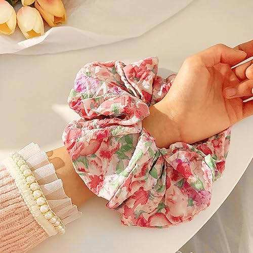 Miniatura 4 de Paquete de 6 coleteros elásticos para el cabello con flores de cerezo, ligas para el cabello para mujeres y niñas, soporte para cola de caballo