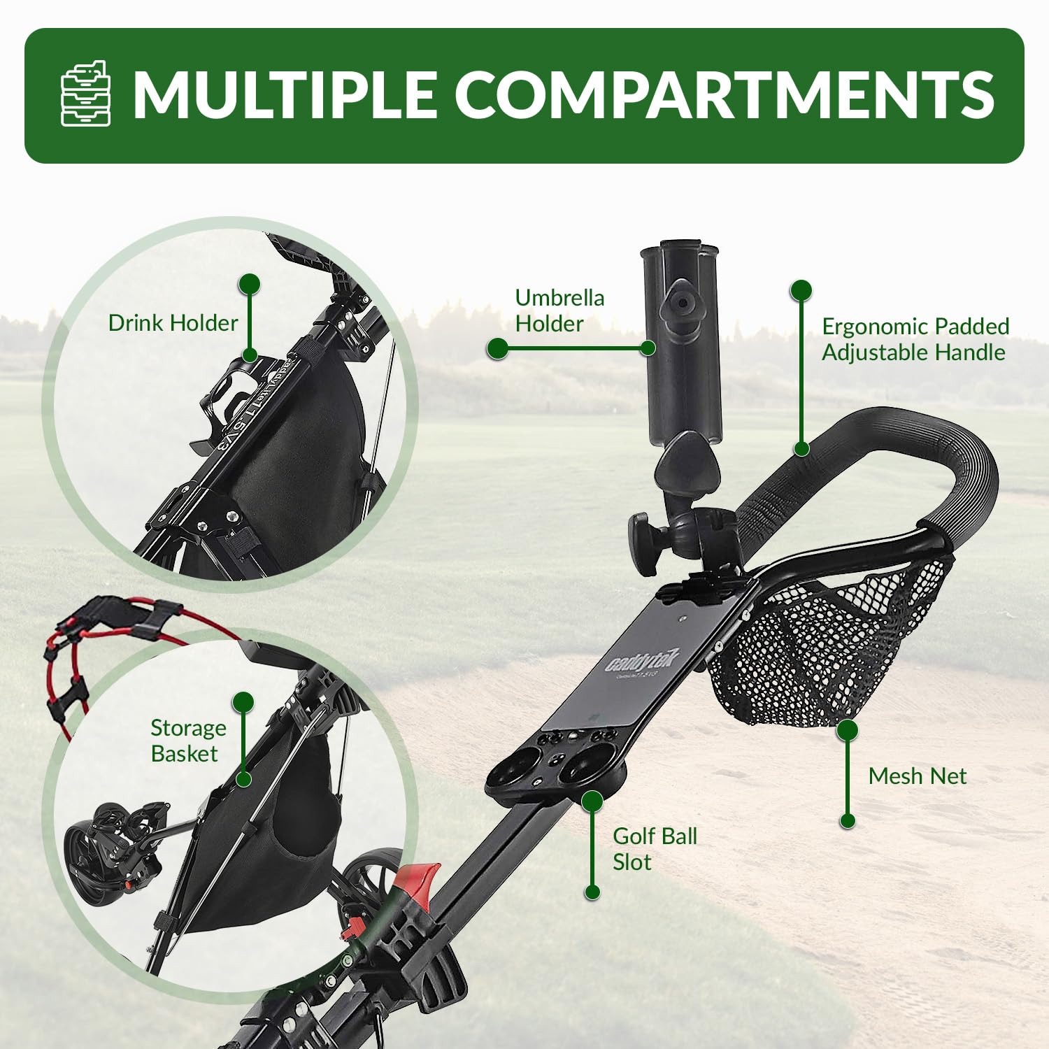 Caddytek CaddyLite 11.5 V3 3 Wheel Golf Push Cart Lightweight Easy Fold