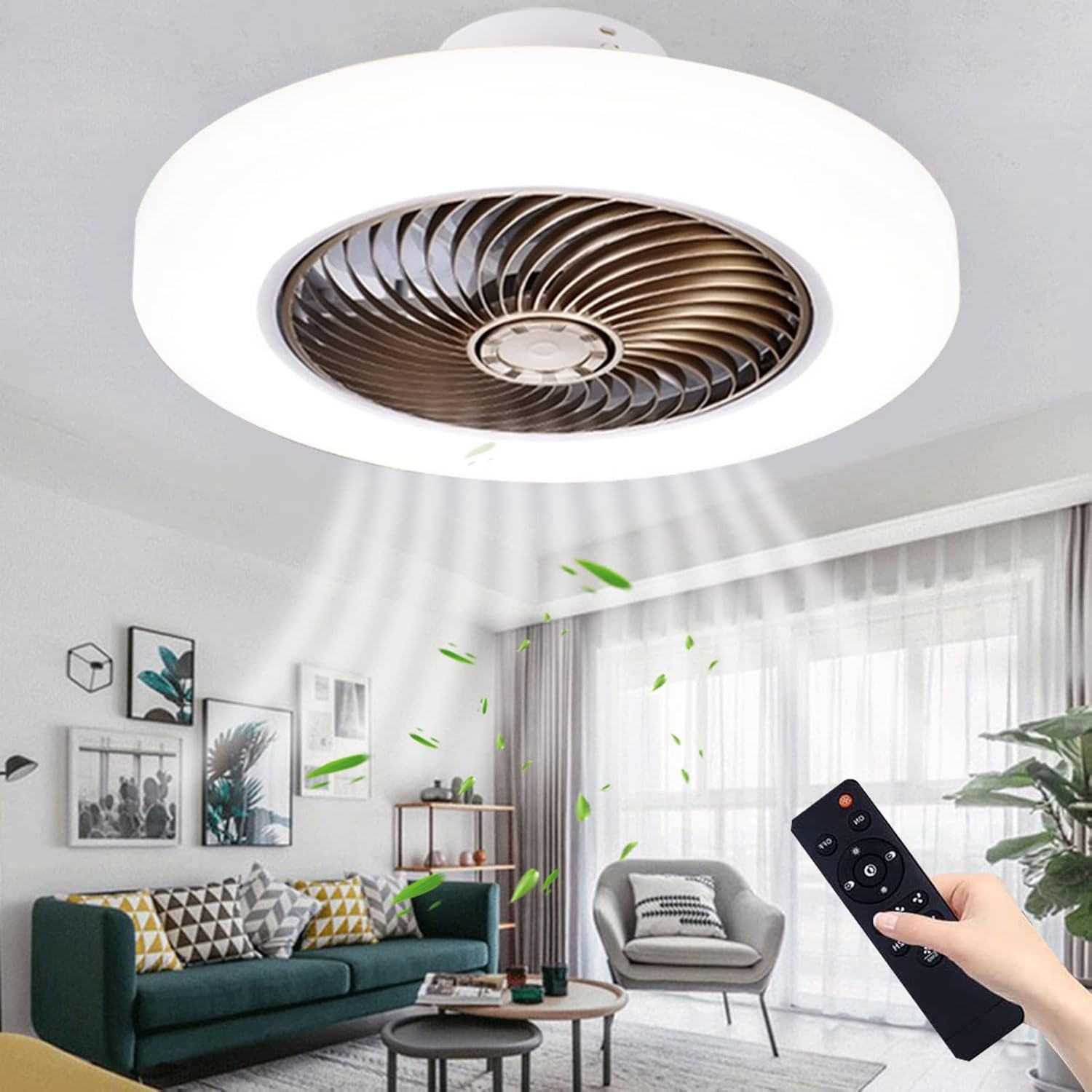 Buy Recessed Ceiling Fan with Light, 18in Bladeless Low Profile Ceiling