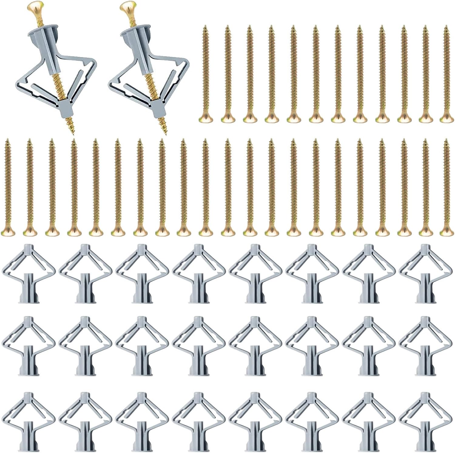 100 Pcs Plasterboard Plugs Set,Drywall Cavity Wall Fixings,Plasterboard