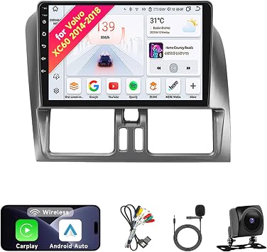 Android 14 Car Radio Stereo for Volvo XC60 2014-2018 - 9" IPS Touch Screen, Upgrade Dash Kit with CarPlay & Android Auto, GPS Navigation, Bluetooth 5.0, WiFi, SWC, 5G,