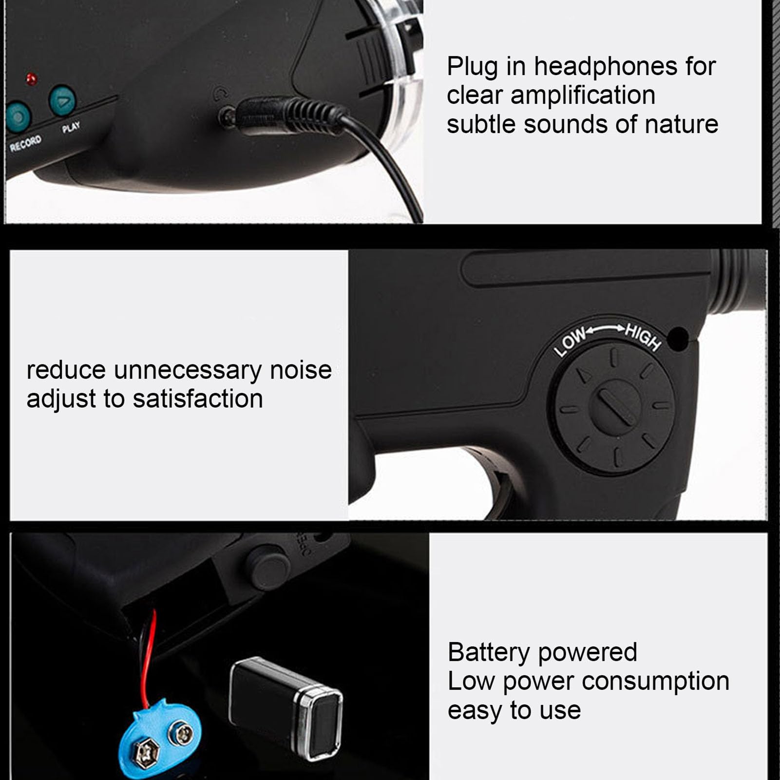 Bewinner Amplificatore del Suono degli Uccelli con Ingrandimento 8X per il Birdwatching All'aperto e L'esplorazione della Natura Plastica Leggera 1 unità