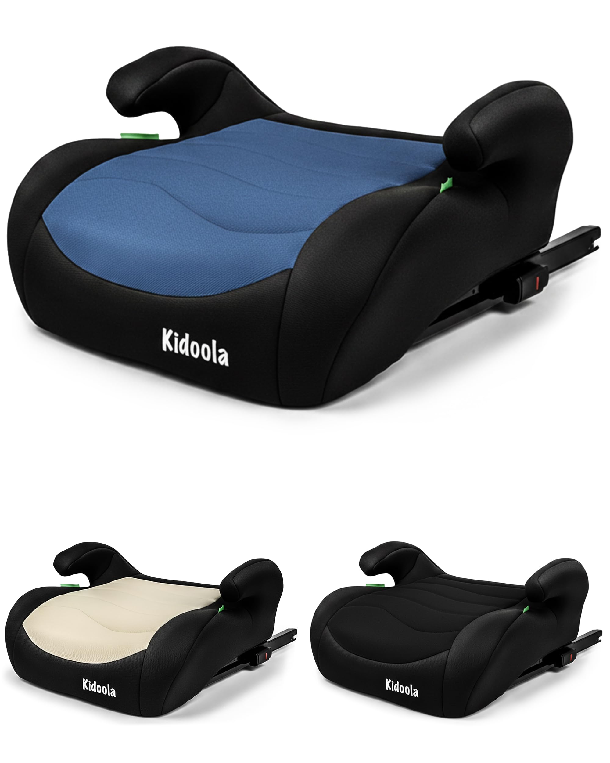 Kidoola ISOFIX Booster Seat - i-Size R129 Child Car Seat for 125–150cm Kids, Cushioned Backless Booster, Secure ISOFIX Installation, Compact Lightweight, Comfortable Travel Car Seat- Blue