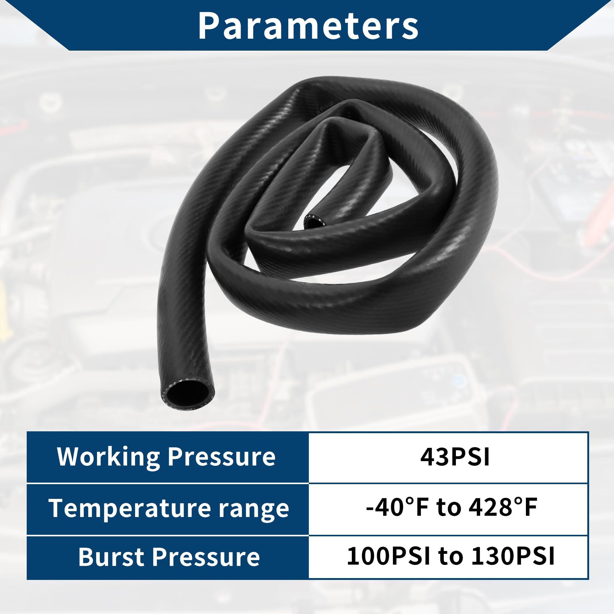 Tubo in Silicone per Aspirazione Tubo per Linea di Aspirazione Automobilistica Ad Alta Temperatura 3.3 ft 7/8" 22mm ID 3mm Spessore 1 Pezzo Nero 130PSI Pressione Massima