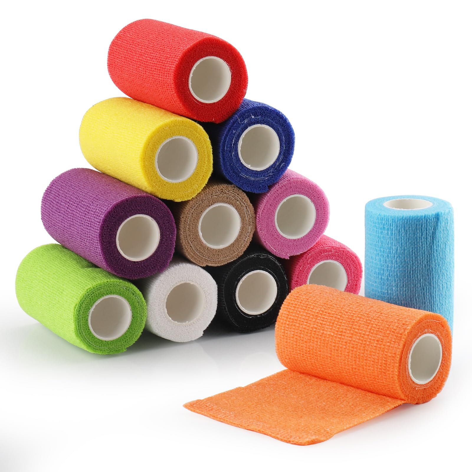Benda Elastica Autoadesiva 12 Rotoli 10cm x 4,5m Auto-adesiva per Polso Caviglia Animali