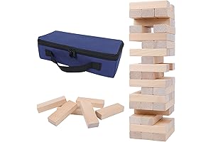 GOTHINK Jenga Storage Box: Classic Wooden Tumbling Tower Game for Kids and...