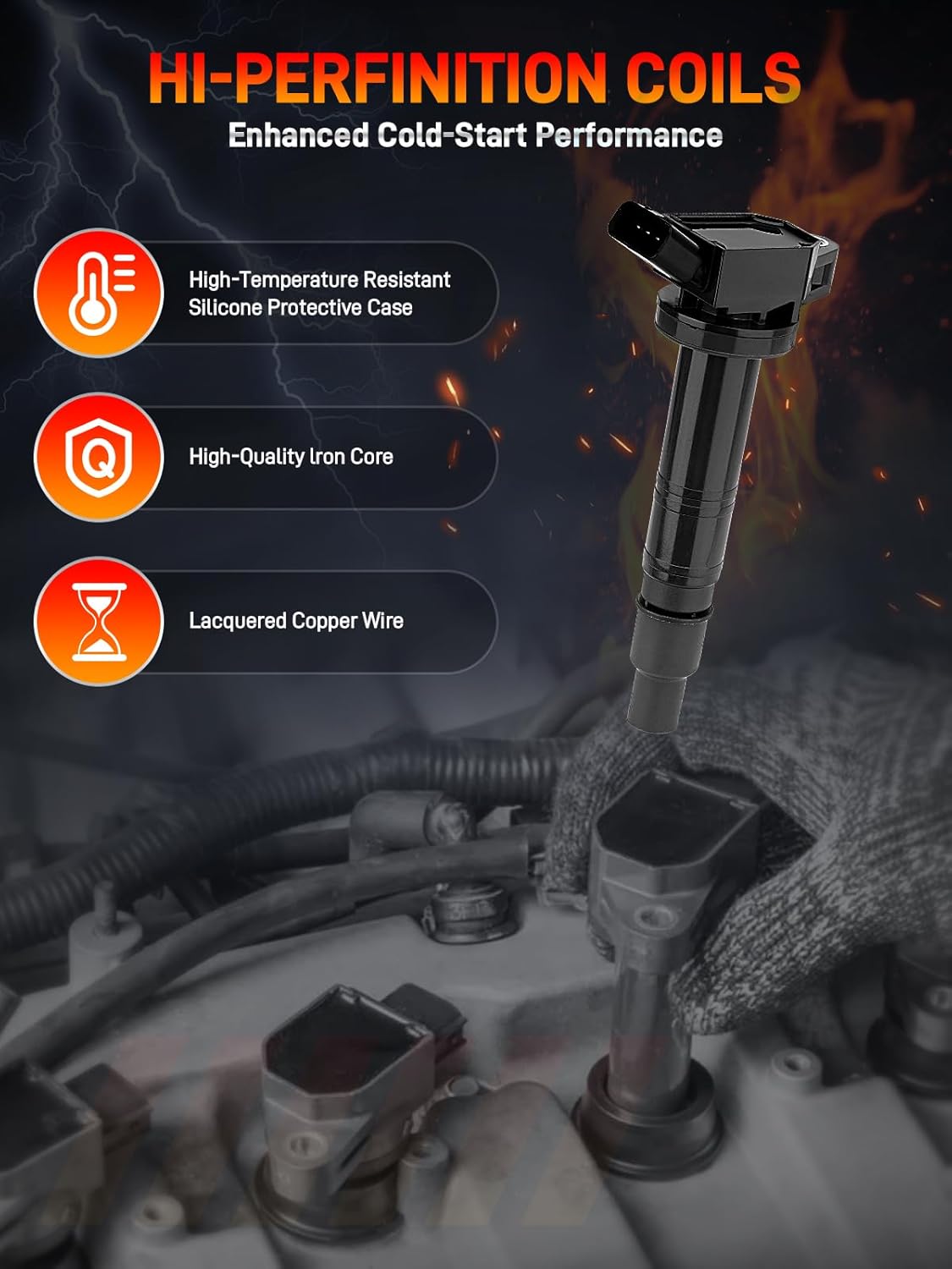 6PCS UF495 Ignition Coils & 6176 Double Iridium Spark Plug Compatible with Toyota Camry 2006-2011, Tacoma 2005-2015, FJ Cruiser 2007-2009, 4Runner 2003-2009 Replace# 90919-02248 90919-02260 5C1419