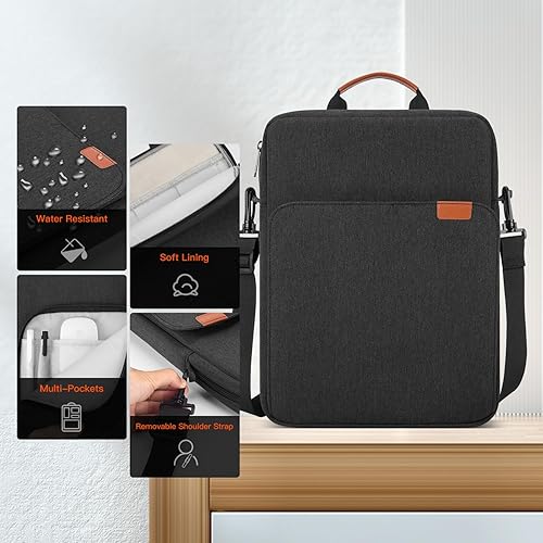 Vista 33 de Funda de transporte para iPad de 13 pulgadas para iPad Pro M5 y Air M2/M3 2025, iPad Pro 12.9, 13.8" Surface Laptop 7th, funda acolchada para Negro