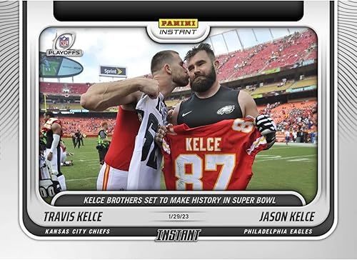 2022-23 Panini Instant Travis and Jason Kelce #218- Kelce Brothers Set to Make History in Super Bowl-1/29/23 - Football Trading Card- Kansas City