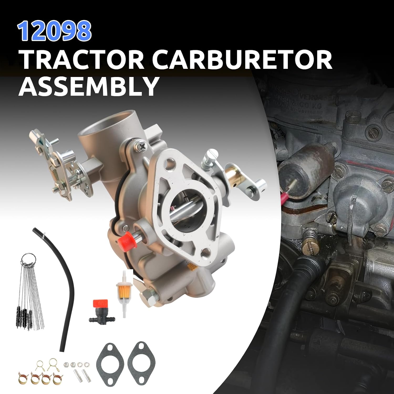 12098 Carburetor Fit For Zenith Updraft Gas Wisconsin L63S1 (VH4D) 2-1/4" Mount 1957-1976 Replace LZ63C 12229 12098B 12098