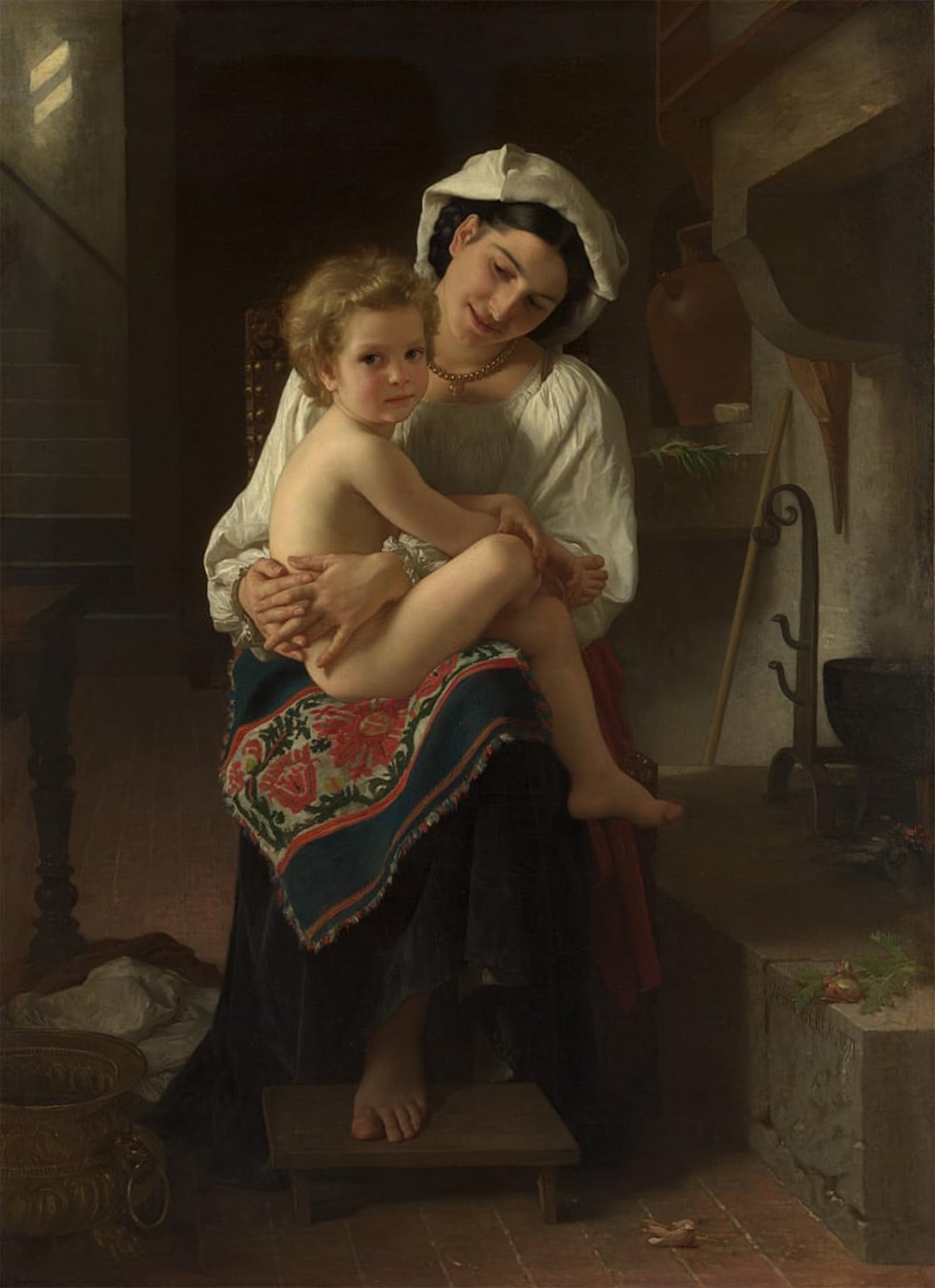 ARTXLXXBN Famous Print Painting Colorful Art Print Italian with a Mandolin by William Adolphe Bouguereau Canvas Art Decorations for Home Decor 60x90cm