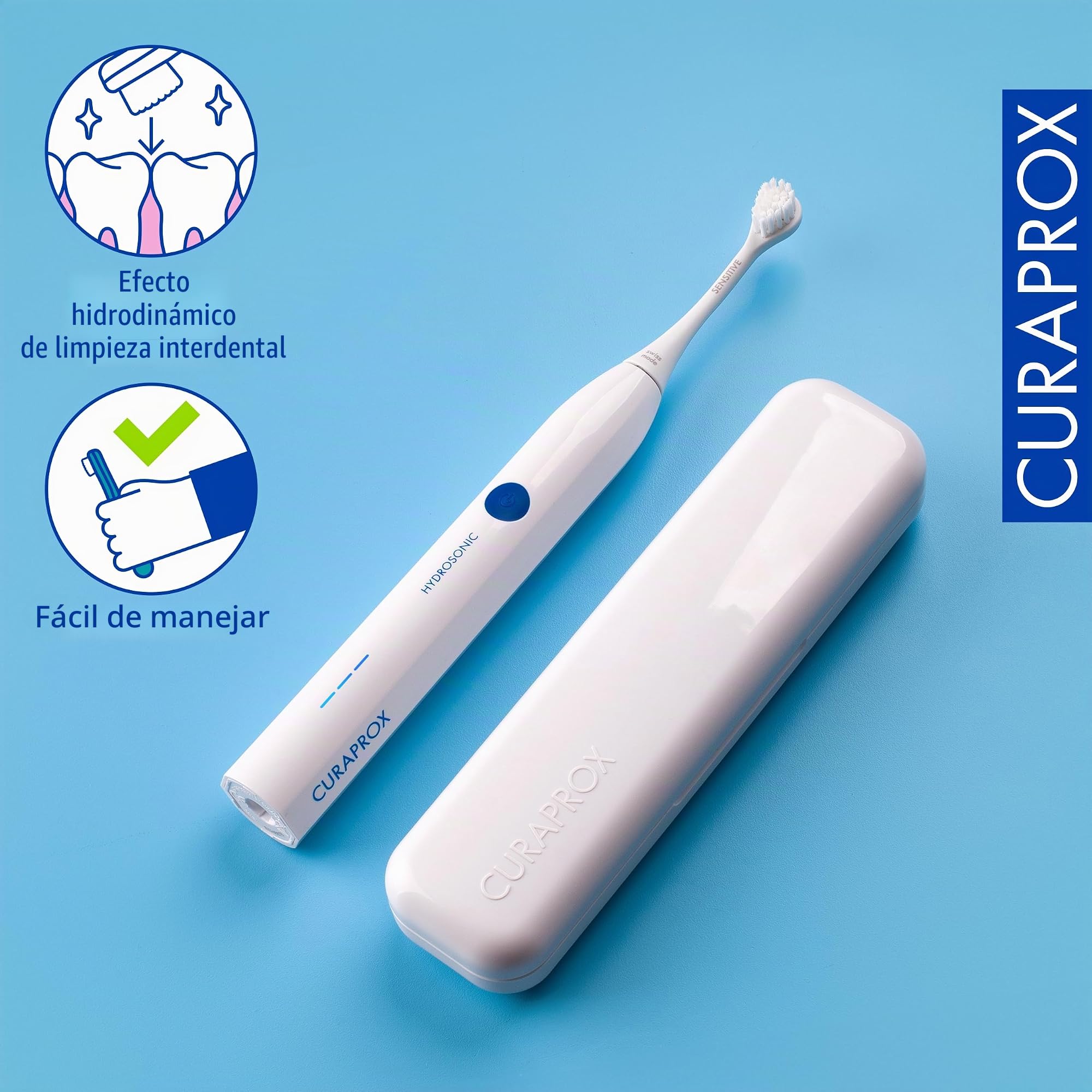 Curaprox Cepillo de dientes Hydrosonic easy Sonic-Para el Cuidado Diario de las Encías y el Control de la Placa/Simple, Efectivo | Confiable/Diseñado en Suiza