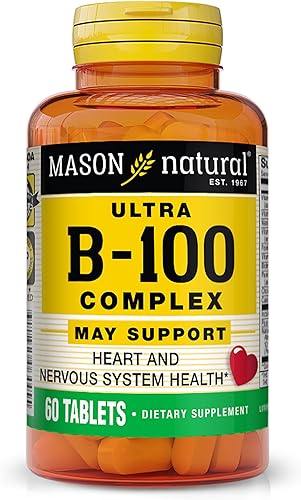 MASON NATURAL Complejo Ultra B-100 - Corazón saludable y sistema nervioso, mejora la función inmunológica y el metabolismo energético, 100 tabletas