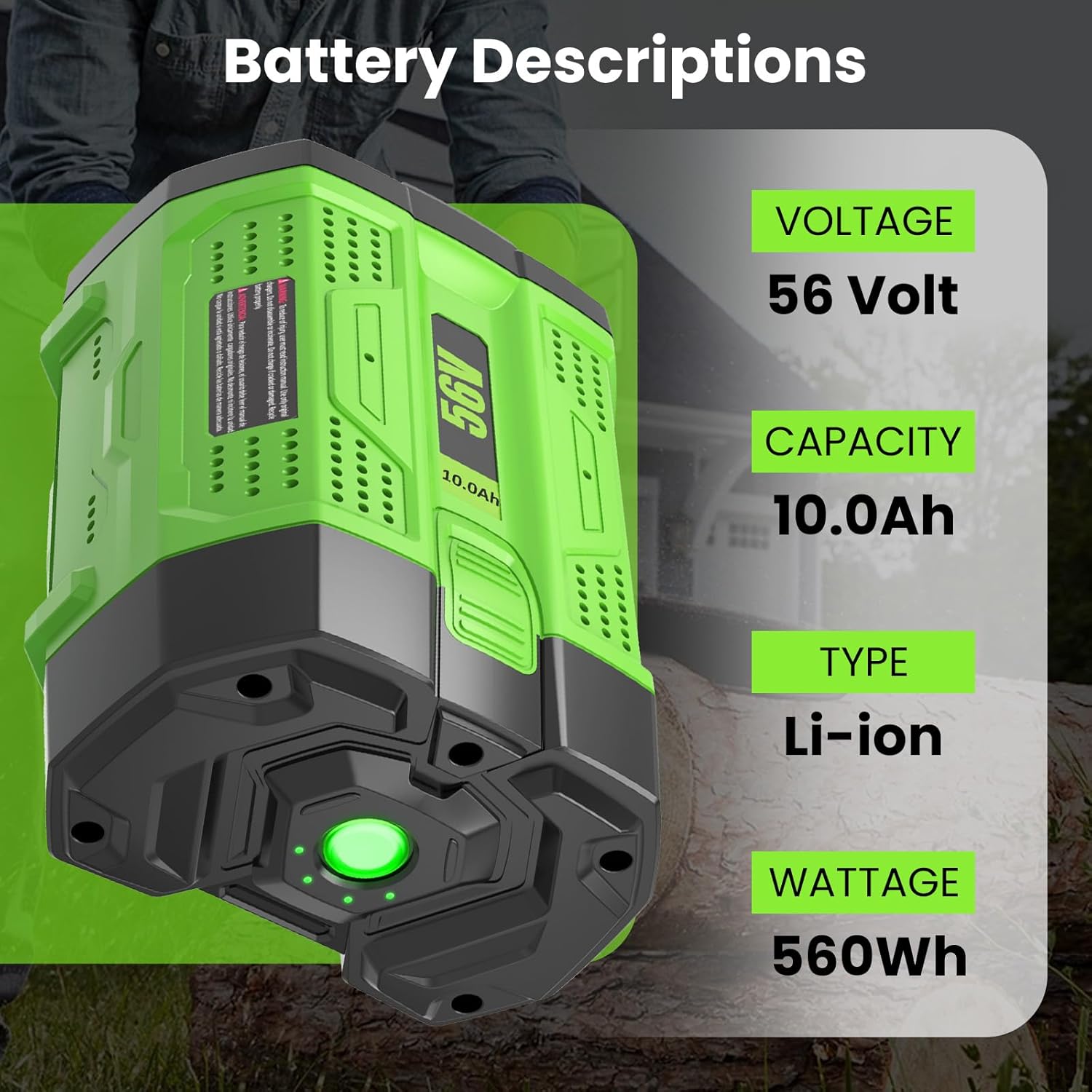 10000mAh BA2800T Replacement for EGO Battery Compatible with EGO 56V Battery Leaf Blower, Snowblower, Hedge Trimmer Electric Cordless Power Tools